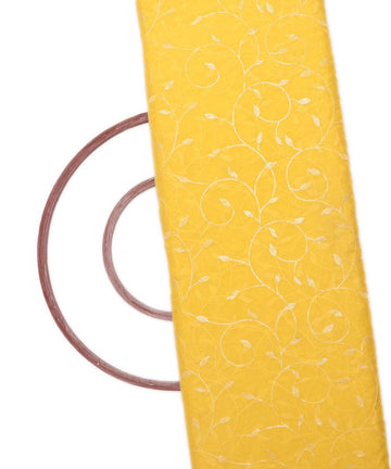 yellow colour embroidery organza fabric